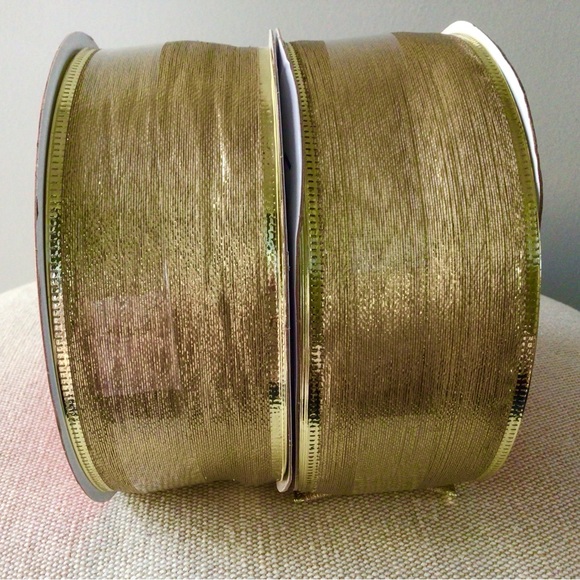 COPY - 2 Rolls Gold Lame Wired Ribbon - Picture 4 of 4